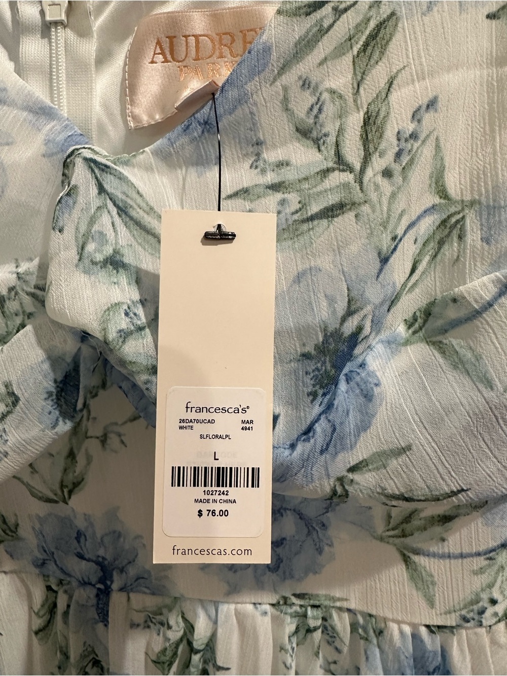 Women’s Blue Floral Spaghetti-Strap Dress - Picture 4 of 12